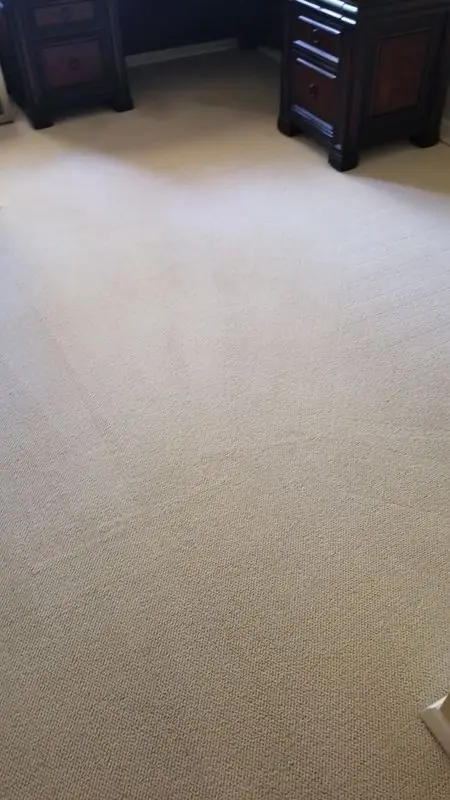 Long carpet run with a cleaned stripe down the middle